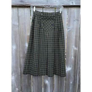Vintage Hiyoshiya Black Yellow Plaid Pleated School Girl 90s Grunge Skirt 9